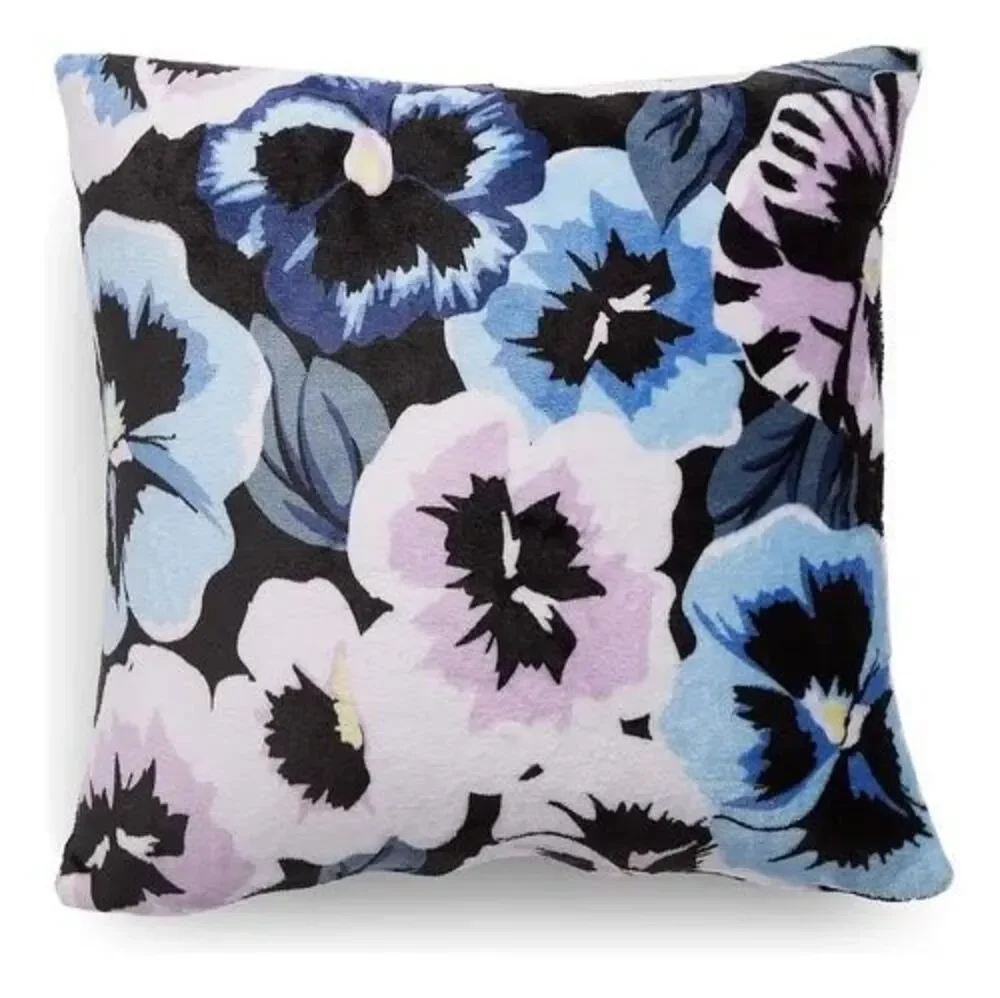 Vera Bradley Plum Pansies Floral Decorative Throw Pillow 18x18 NWT